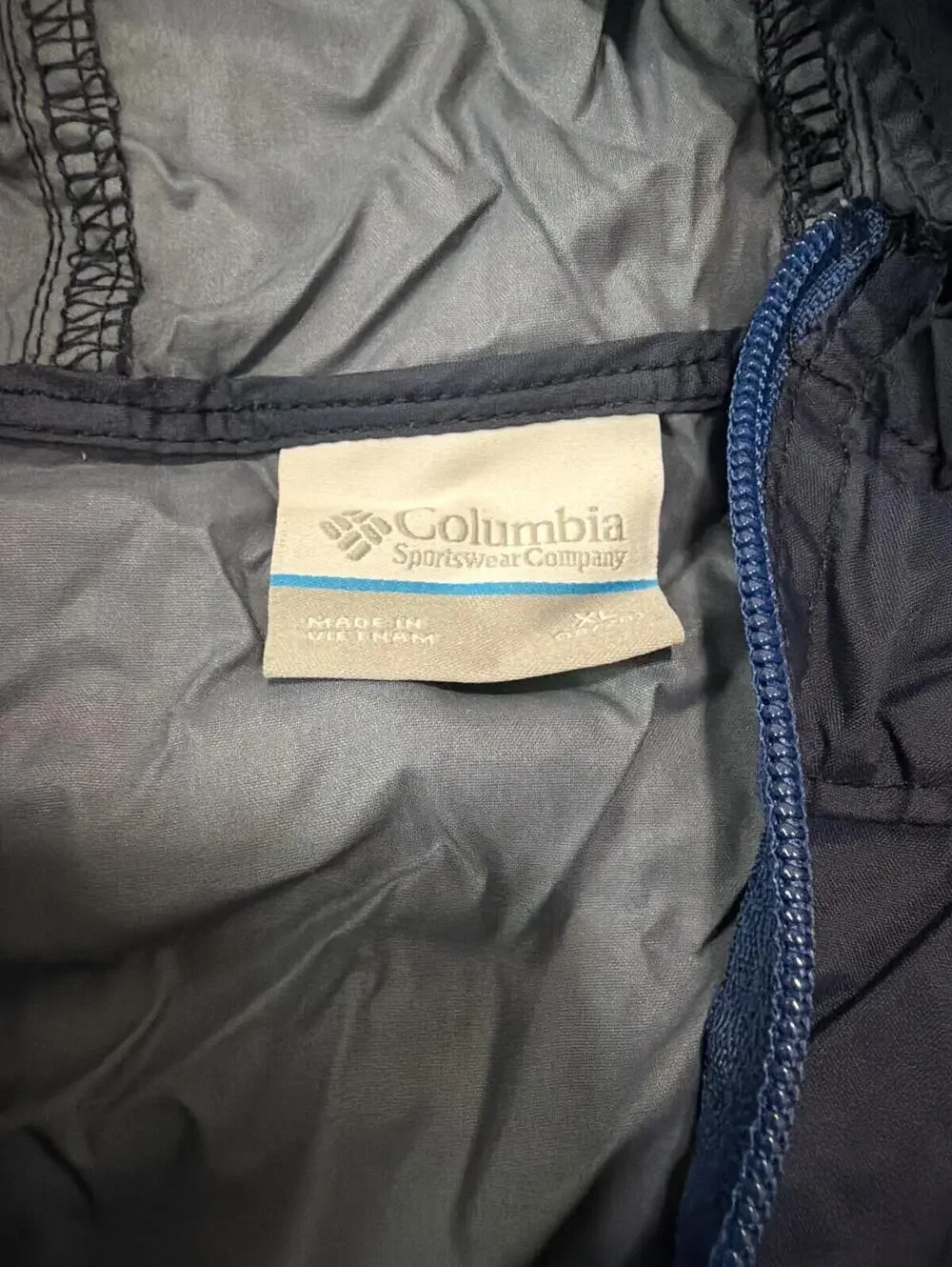 Columbia Boys Blue and Black Hooded Jacket Windbreaker XL